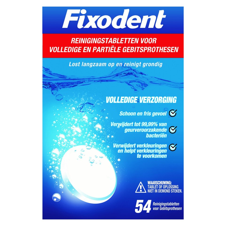 Fixodent - Kunstgebitverzorging - Bruistablet - Volledige Verzorging - 54 Tabs