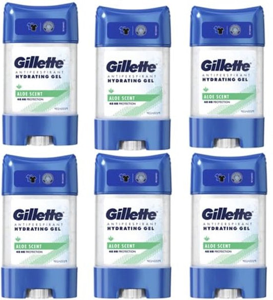 Gillette Hydra Aloë anti-hydrating / Antitransparante gel voor heren, 70 ml x 6 voordeelverpakking