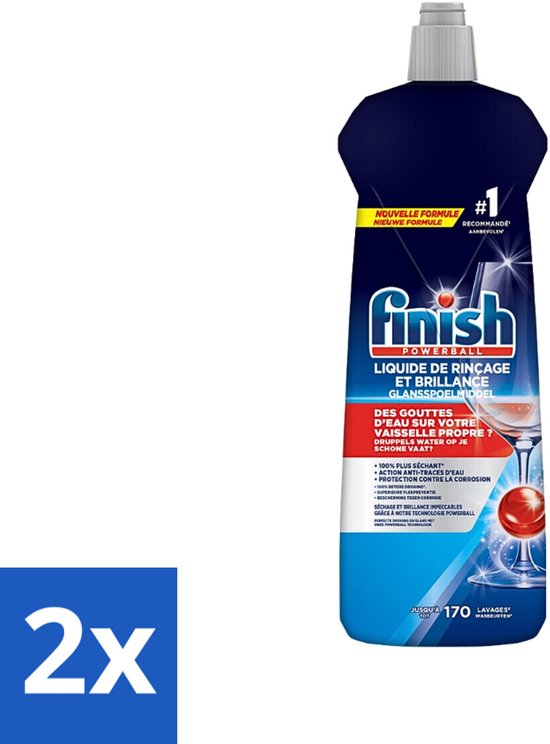 Finish Powerball - Glansspoelmiddel - Citroen - Tot 170 Afwasbeurten - 800ml - Voordeelverpakking - 2 stuks