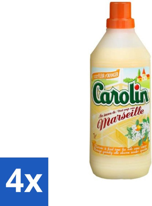 Carolin - Vloerreinigingsmiddel - Vloerreiniger met Marseillezeep - Oranje Bloesem - 1 L - Voordeelverpakking - 4 stuks
