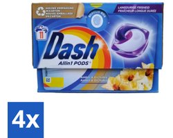 Dash - Wasmiddel Capsules - All-in-1 -Pods - Witte en Gekleurde Was - Amber & Orchidee - 11 Wasbeurten - Voordeelverpakking - 4 stuks