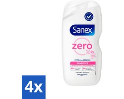 Sanex Zero% - Douchegel - Gevoelige Huid - 0% Parfumsulfaten - Hypoallergeen - 400 ml - Voordeelverpakking - 4 stuks