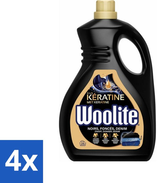 Woolite Wasmiddel Black met Keratine 25 wasbeurten 1,5 liter - Voordeelverpakking - 4 stuks