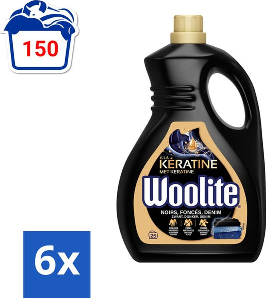 Woolite Dark - Vloeibaar Wasmiddel - Met Keratine - Donkere & Denim Was - 25 Wasbeurten - 1,5L - Voordeelverpakking - 6 stuks