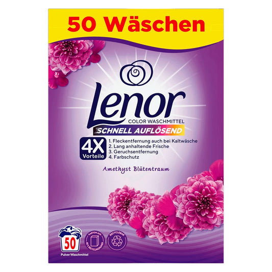 Lenor - Wasmiddel - Waspoeder - Color Wasmiddel - Amethyst & Flower Dream - 50Wb/3250g