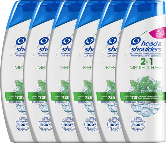 Head & Shoulders Menthol Fresh 2-in-1 - Voordeelverpakking 6 x 480 ml - Anti-roos Shampoo