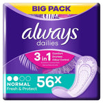 Always - Inlegkruisjes - 2 Normal - Dailies - Fresh & Protect - 56 Stuks