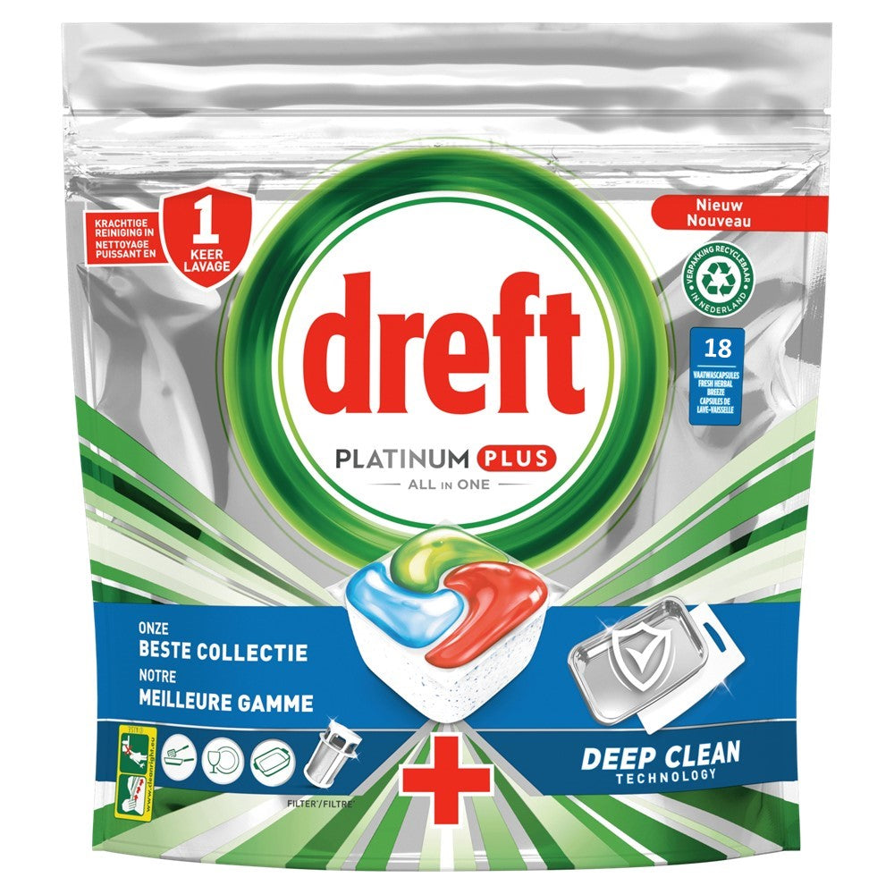 Dreft Platinum Plus - Vaatwas - Tablet - Deep Clean Technology - 18Wb/279g