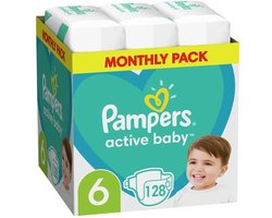 Pampers Active Baby – Maat 6 - Luiers - 13‑18 kg - 128 Stuks - Maandbox