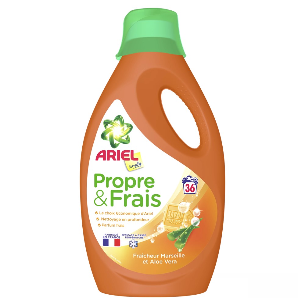 Ariel - Wasmiddel - Vloeibaar - Clean & Fresh - Marseille Soap & Aloe Vera - 36Wb/1800ml