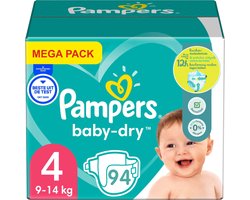Pampers Baby Dry Luiers Maat 4 (9-14 kg) - 94 Stuks