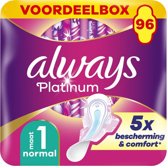 Always Platinum Normal - Maat 1 - Maandverband Met Vleugels - 96 stuks