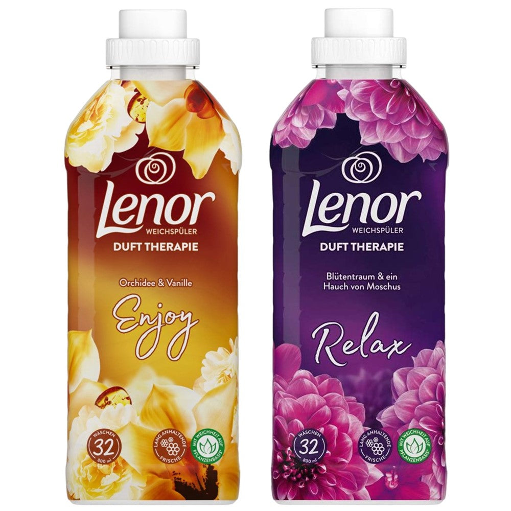 Lenor - Display - Wasverzachter - Vloeibaar - Enjoy & Relax - 2 Assortimenten - 12 x 32Wb/800ml
