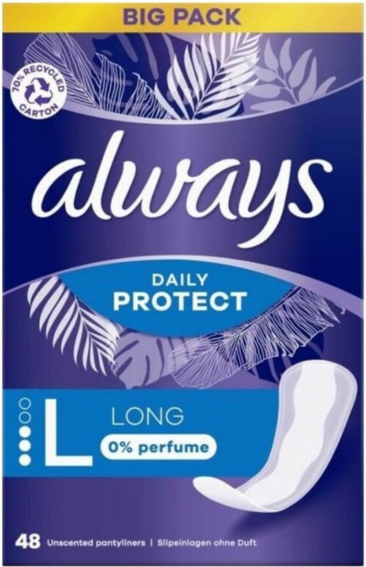 Always Daily Protect Inlegkruisjes Long 0% Perfume 48 stuks