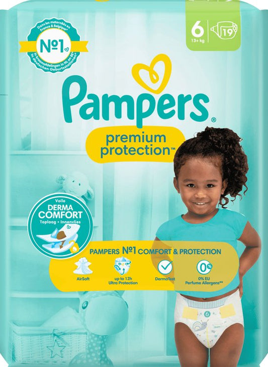 Pampers Luiers Premium Protection Maat 6 Extra Large (13-18 kg), 19 Stuks