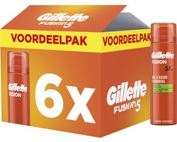 Gillette Fusion Scheergel - Met Amandelolie - Voor De Gevoelige Huid - voordeelverpakking 6 x 200ml