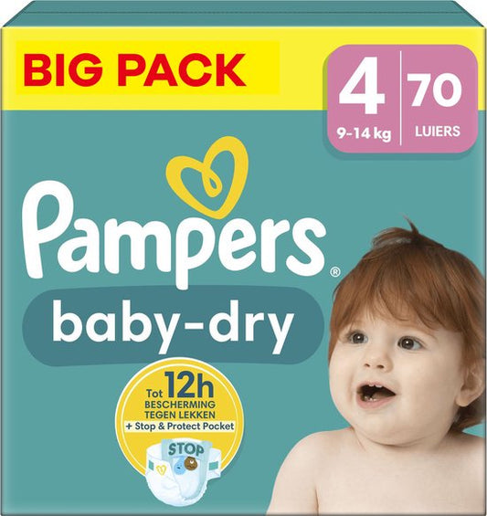 Pampers - Baby Dry - Maat 4 - Big Pack - 70 stuks - 9/14 KG