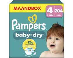 Pampers Baby-Dry Maat 4, 204 Luiers, 9kg-14kg