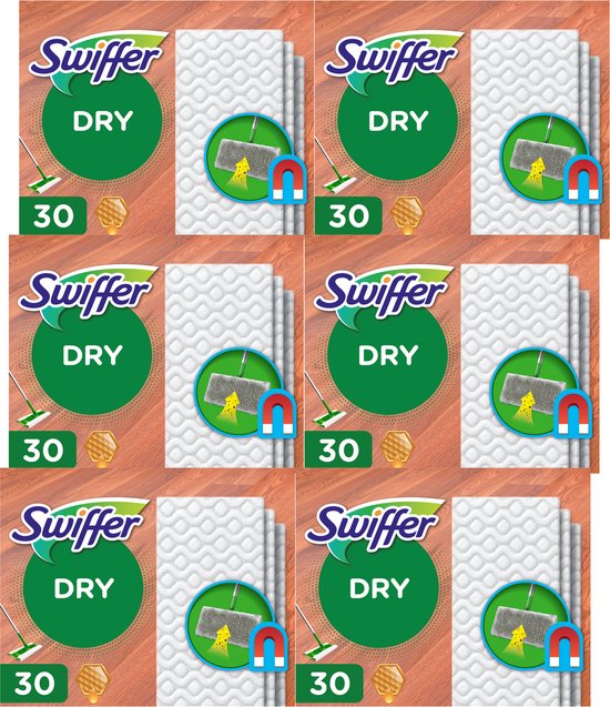 Swiffer Vloerreiniger - Droge Doekjes Voor Parket - Navullingen - Voordeelverpakking 6 x 30 stuks