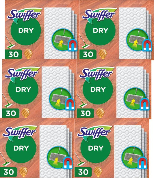 Swiffer Vloerreiniger - Droge Doekjes Voor Parket - Navullingen - Voordeelverpakking 6 x 30 stuks