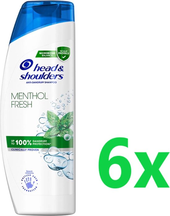 Head & Shoulders - Anti-Roos Shampoo - Menthol Fresh - 6x 400ml - Voordeelverpakking