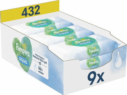 Pampers Billendoekjes Harmonie Aqua - 9x48 = 432 stuks