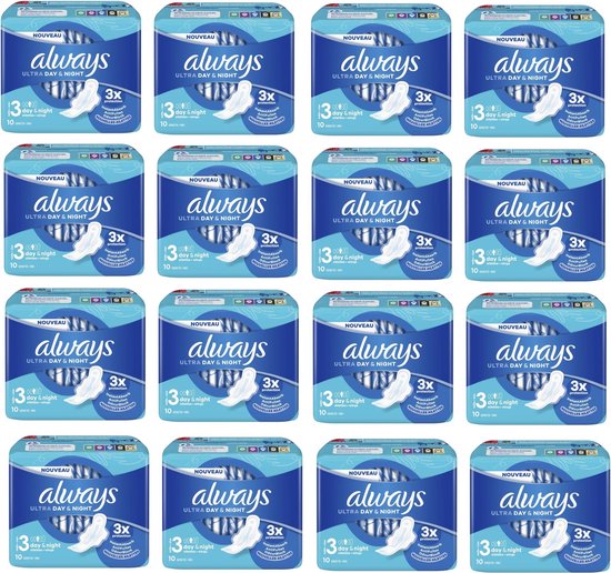 Always Ultra Day & Night Maandverband Met Vleugels - 5x32 Stuks - Voordeelverpakking