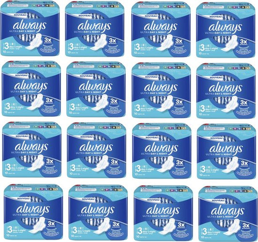 Always Ultra Day & Night Maandverband Met Vleugels - 5x32 Stuks - Voordeelverpakking