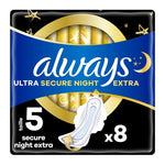 Always - Maandverband - 5 Wings - Secure Night Extra - 8 Stuks