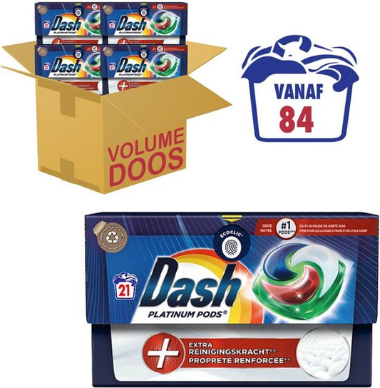 Dash Platinum Pods +Vlekverwijderingskracht - Waspods - 4 x 21 Wasbeurten Voordeelverpakking
