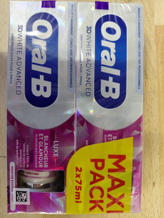 Oral-B 3D White Luxe Glamoureus wit - tandpasta - 2x 75 ml