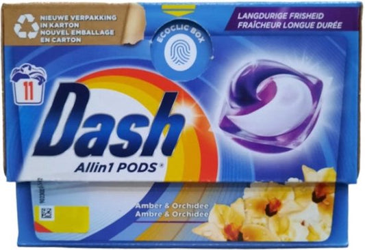 Dash - Wasmiddel Capsules - All-in-1 -Pods - Witte en Gekleurde Was - Amber & Orchidee - 11 Wasbeurten