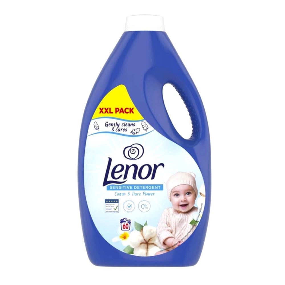 Lenor - Wasmiddel - Vloeibaar - Sensitive Detergent - Cotton & Tiare Flower - 60Wb/3000ml