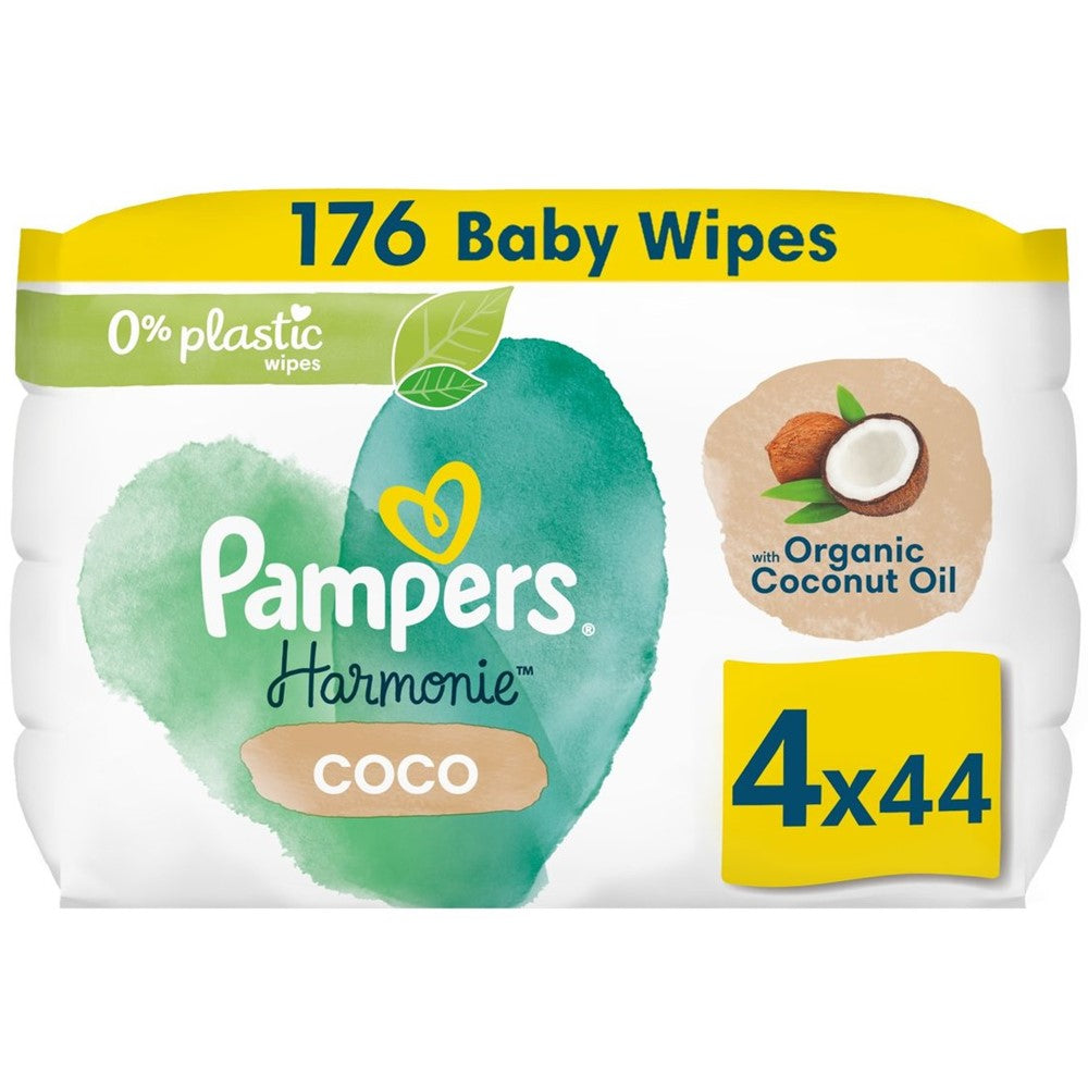 Pampers - Babydoekjes - Harmonie - Coco - 0% Plastic - 4x44 Stuks