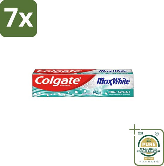 7 x Colgate - Max White - Whitening Crystals - Tandpasta - 100ml - Grootverpakking - Witte Tanden - Tandpasta - Whitening Crystals - Fluoride - Tandbederf