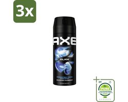 3 x Axe Deodorant Bodyspray Click 150 ml - Grootverpakking - Deodorant - Deodorant Spray - Axe Click - 48 Uur Bescherming - Frisheid