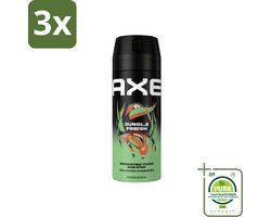 3 x AXE - Deodorant Spray - Jungle Fresh - Tropische Geur - Verfrissend - 150 ml - Grootverpakking - AXE Deodorant - Jungle Fresh - Tropische Geur - Deodorant Spray - Frisse Geur
