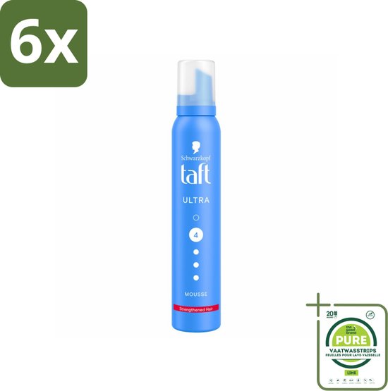 Taft - Haarmousse - Ultra 4 - Volumineuze fixatie - 200 ml - Voordeelverpakking - 6 stuks - Haar mousse - Volume mousse