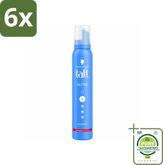 Taft - Haarmousse - Ultra 4 - Volumineuze fixatie - 200 ml - Voordeelverpakking - 6 stuks - Haar mousse - Volume mousse