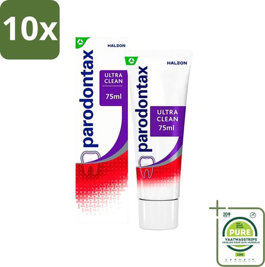 10 x Parodontax - Tandpasta - Ultra Clean - Tegen Bloedend Tandvlees - 75 ml - Grootverpakking - Tandpasta - Bloedend Tandvlees - Tandplak - Gezond Tandvlees - Mondverzorging