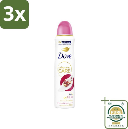 3 x Dove Deodorant Spray - Granaatappel & Citroenverbena - 150 ml - Grootverpakking - Dove Deodorant Spray - Anti-Transpirant - Zweetbehandeling - Geurbeleid - Okselhuid Verzorging