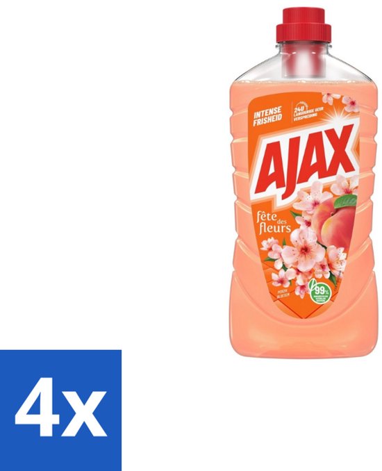 Ajax – Allesreiniger – Perzik – 1000 ml - Voordeelverpakking - 4 stuks