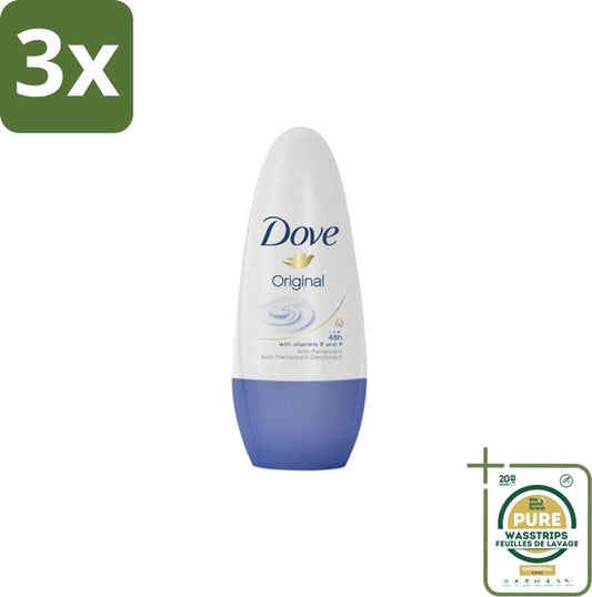 3 x Dove – Deodorant Roller – Original – 50 ml - Grootverpakking - Deodorant Roller - Okselgeur - Hydraterende Deodorant - Klassieke Dove-geur - Frisse Geur