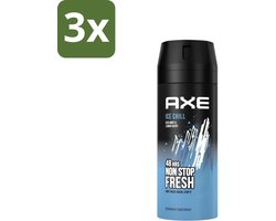 Axe - Deodorant Bodyspray - 48hrs Fresh - Ice Chill - Iced Mint & Lemon - 150 ml - Bulkverpakking - 3 stuks