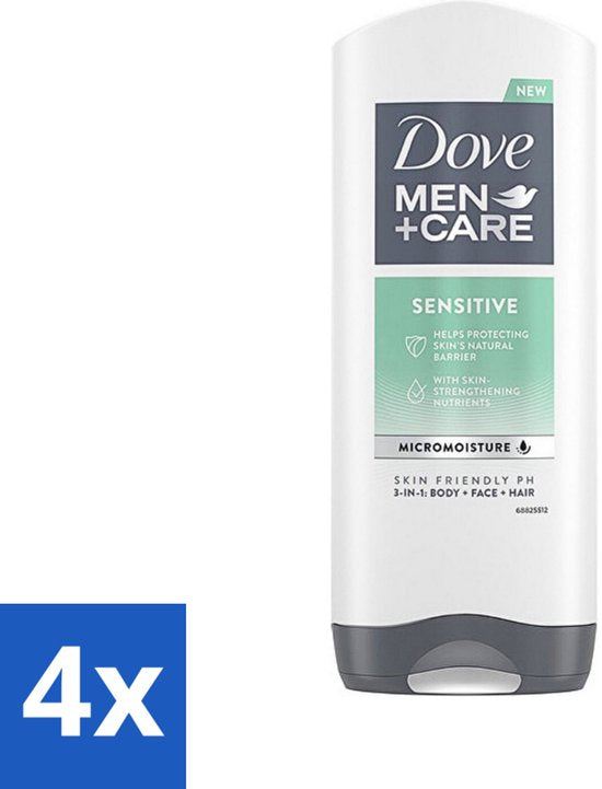 Dove - Shower Gel - 3-in-1 - Men Care Sensitive - Verfrissend en zacht - 400 ml - Voordeelverpakking - 4 stuks