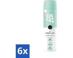8 x 4 Deospray - No.7 Fresh Lime - Deodorant - Limoengeur - 150 ml - Voordeelverpakking - 6 stuks