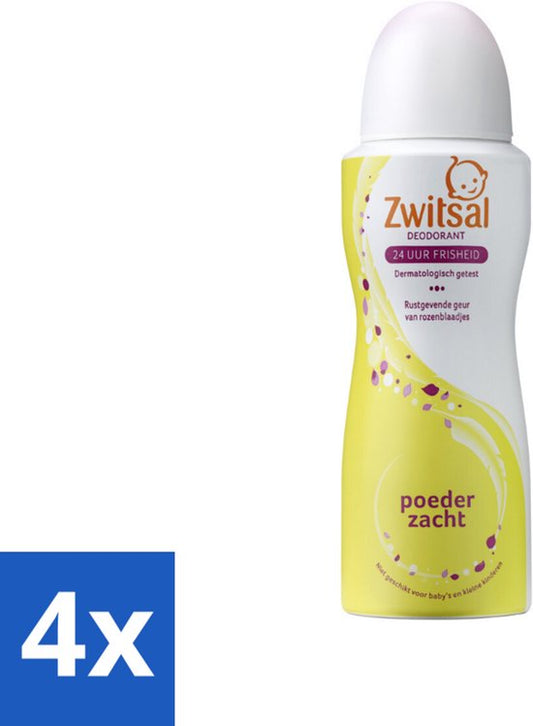 Zwitsal - Deodorant - Poederzacht - Voor Volwassenen - 100 ml - Voordeelverpakking - 4 stuks