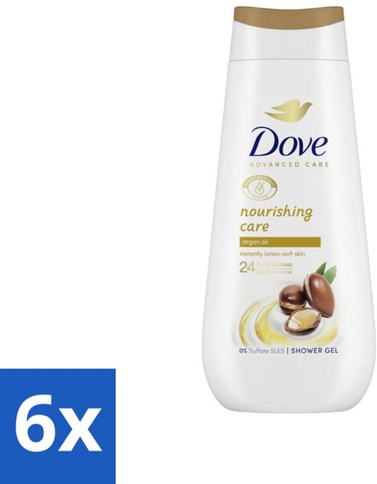 Dove Douchecrème - Nourishing Care - Arganolie - 225 ml - Voordeelverpakking - 6 stuks