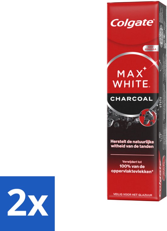 Colgate - Tandpasta - Max White - Charcoal - 75 ml - Voordeelverpakking - 2 stuks