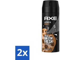 Axe - Deodorant Bodyspray - 48hrs Fresh - Leather & Cookies - 150 ml - Voordeelverpakking - 2 stuks